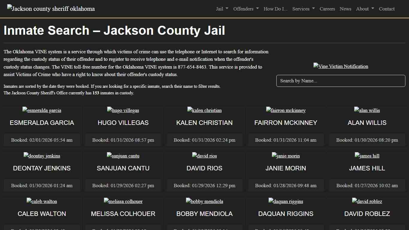 Inmate Search Jackson County Sheriff's Office